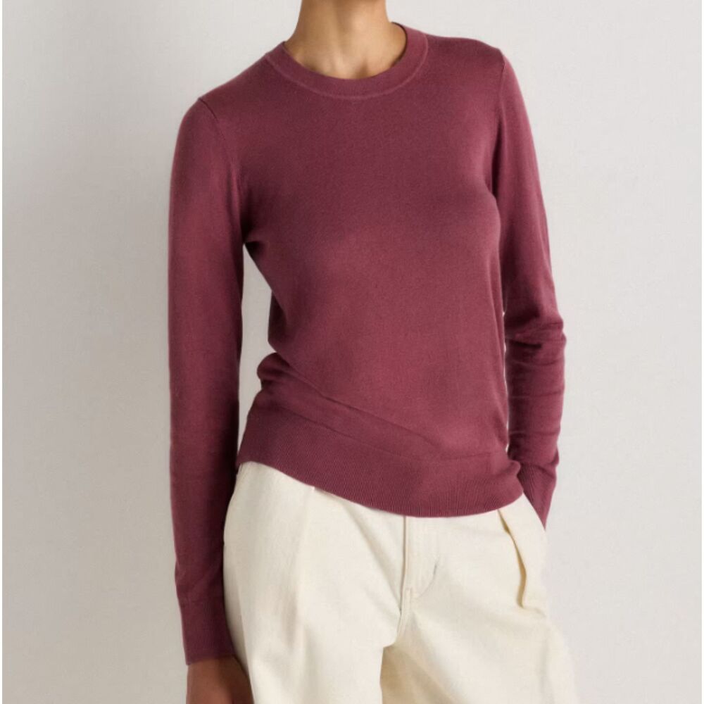 Quince organic cotton lightweight sweater crushed berry purple XL NWT